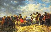 Artur Grottger King Jan III Sobieski meets emperor Leopold I near Schwechat oil painting on canvas